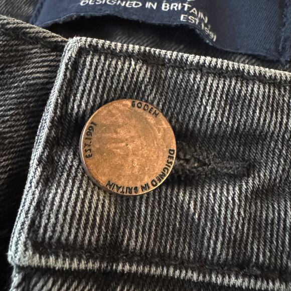 Boden Side Stripe Cavendish Girlfriend Jeans Women Sz 14 Black Grunge Preppy - Picture 4 of 14